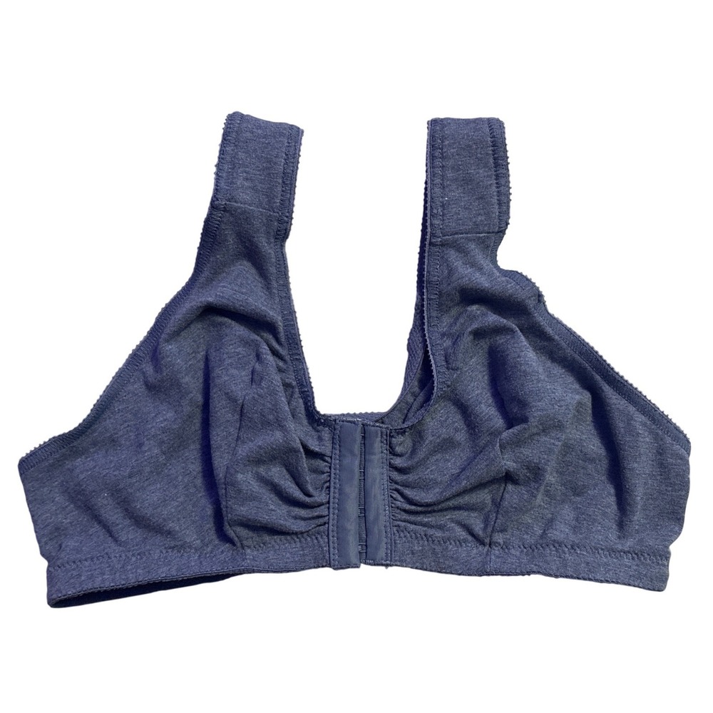 Leading Lady Womens Blue Front Closure Wireless Comfort Bra 36 C/D/DD